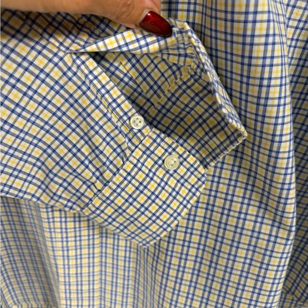 Polo by Ralph‎ Lauren Men's Blue yellow White long sleeve Plaid Shirt X-Large